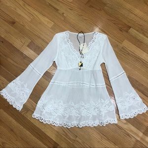 Boston Proper 100% Cotton Embroidered Tunic - NEW